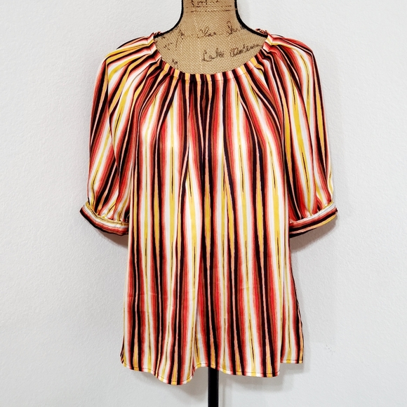 Worthington Tops - •Worthington•Fall colors•tunic blouse•s/s•sz.Lrg.